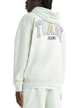 Felpa Tommy Jeans Ovz College Verde Uomo