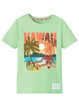 T-Shirt Name It Foliday Verde per Bambino