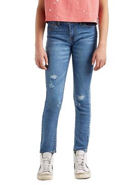 Pantaloni Jeans Levis 710 Super Skinny Blu Bambina