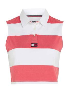 Polo Tommy Jeans Stripe Rosa per Donna