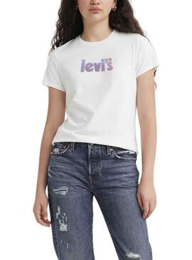 T-Shirt Levis Offset Bianco per Donna