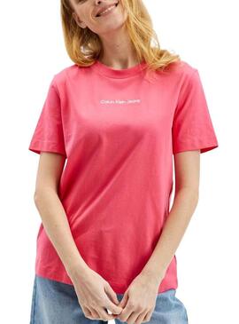 T-Shirt Calvin Klein Straight Rosa per Donna