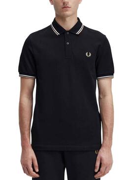 Polo Fred Perry Twin Tipped Nero per Uomo