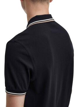 Polo Fred Perry Twin Tipped Nero per Uomo