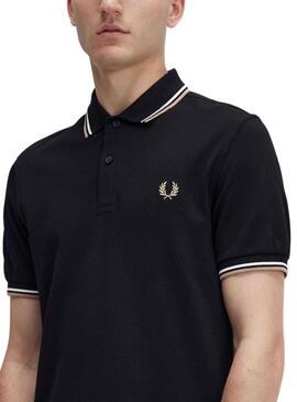 Polo Fred Perry Twin Tipped Nero per Uomo