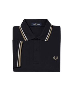 Polo Fred Perry Twin Tipped Nero per Uomo