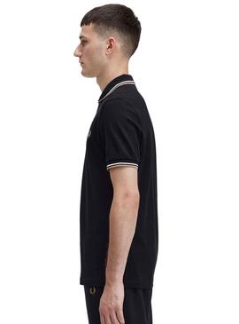 Polo Fred Perry Twin Tipped Nero per Uomo