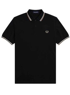 Polo Fred Perry Twin Tipped Nero per Uomo