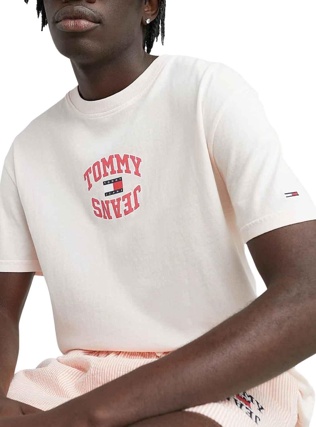 T-Shirt Tommy Jeans Arched Bianco per Uomo