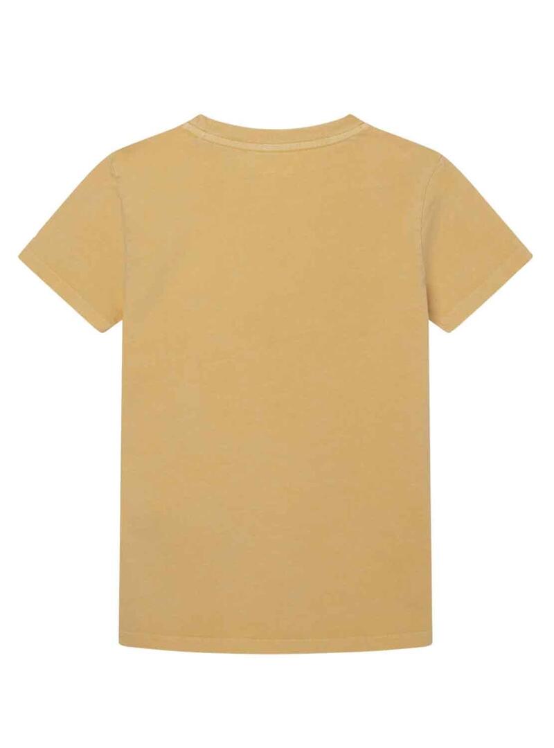 T-Shirt Pepe Jeans Davide Ocre per Bambino