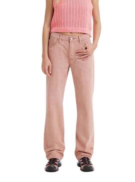 Pantaloni Jeans Levis 501 90S Rosso per Donna