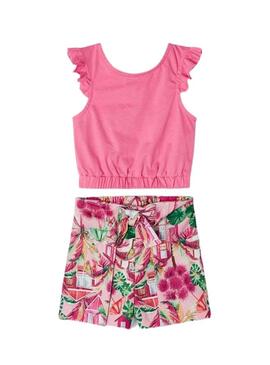 Set Mayoral Short Printed Peonia Rosa Bambina