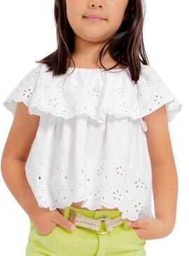 Blusa Mayoral Bordado Knitted Bianco per Bambina