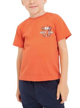 T-Shirt Mayoral Skate Time Arancione per Bambino