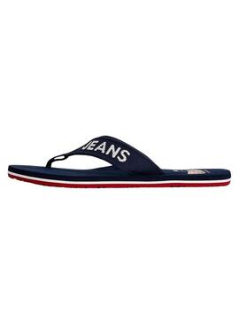 Flip flops Tommy Jeans Logo Tape Blu Navy per Uomo