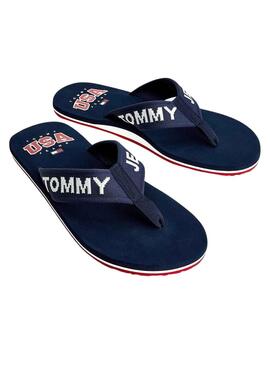 Flip flops Tommy Jeans Logo Tape Blu Navy per Uomo