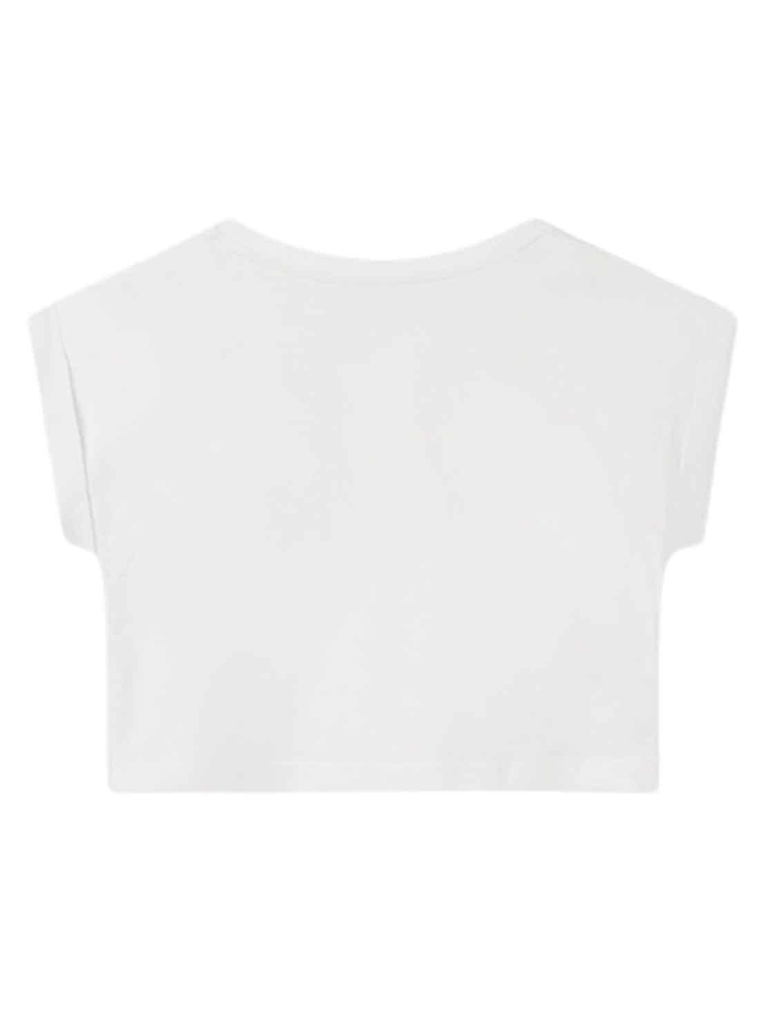 T-Shirt Mayoral Ricamo Bianco per Bambina