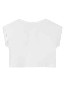 T-Shirt Mayoral Ricamo Bianco per Bambina