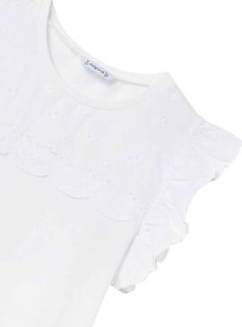 T-Shirt Mayoral Bretelle perforate Bianco Bambina