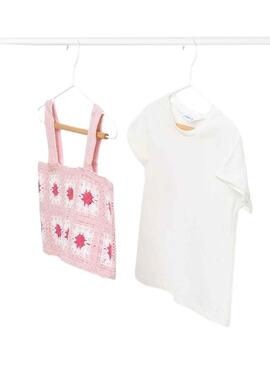 Set Top Croche e T-Shirt Mayoral Rosa per Bambina