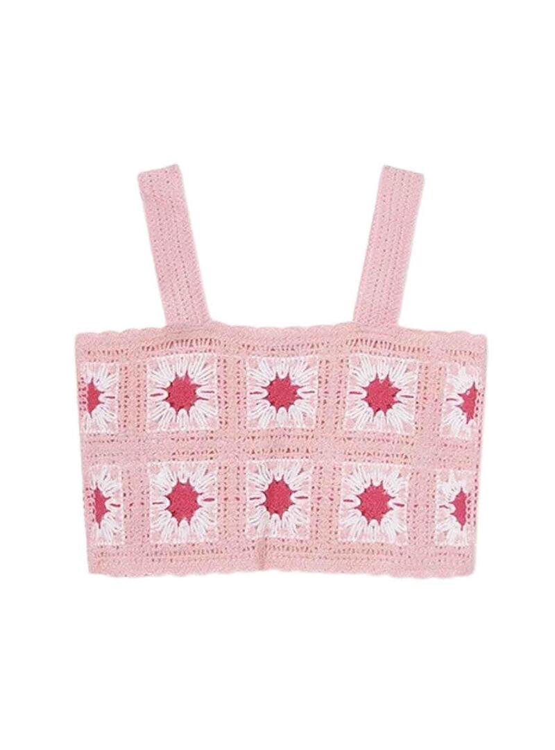 Set Top Croche e T-Shirt Mayoral Rosa per Bambina