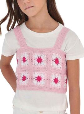 Set Top Croche e T-Shirt Mayoral Rosa per Bambina