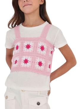 Set Top Croche e T-Shirt Mayoral Rosa per Bambina