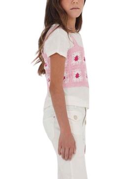 Set Top Croche e T-Shirt Mayoral Rosa per Bambina