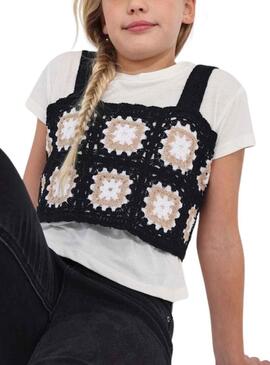 Set Top Croche e T-Shirt Mayoral Nero per Bambina