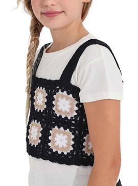 Set Top Croche e T-Shirt Mayoral Nero per Bambina