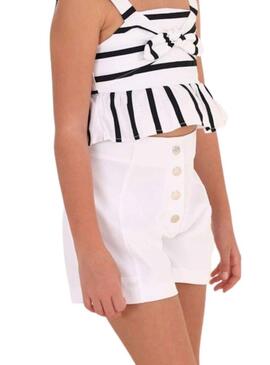 Short Mayoral Crepe Bianco per Bambina