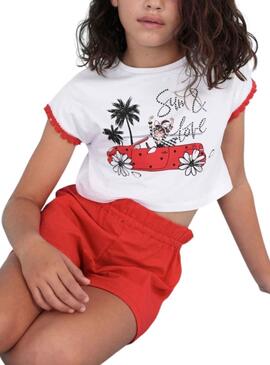 Set Mayoral Short e T-Shirt Rosso per Bambina