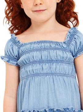 Vestito Mayoral Fluido Denim Blu per Bambina