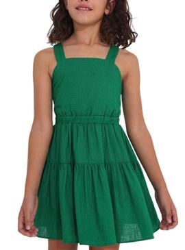 Vestito Mayoral Lino Esmeralda Verde per Bambina