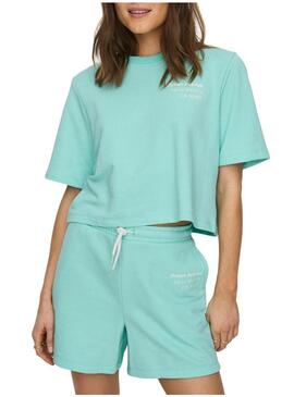 T-Shirt Only Sasja Turquoise per Donna