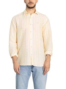 Camicia Klout Lino Strisce Giallo e Bianco