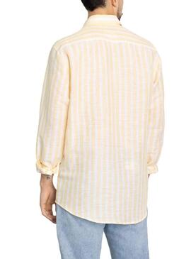 Camicia Klout Lino Strisce Giallo e Bianco