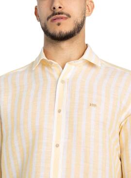 Camicia Klout Lino Strisce Giallo e Bianco