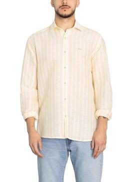 Camicia Klout Lino Strisce Giallo e Bianco