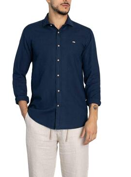 Camicia Klout Lino Blu Navy per Uomo