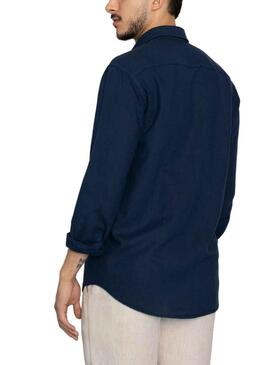 Camicia Klout Lino Blu Navy per Uomo