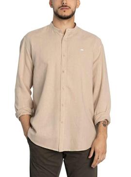 Camicia Klout Lino Mao Beige per Uomo