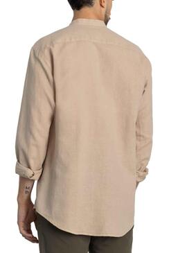 Camicia Klout Lino Mao Beige per Uomo