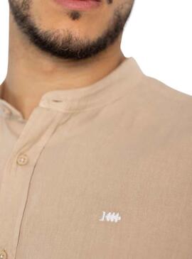 Camicia Klout Lino Mao Beige per Uomo