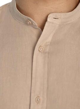 Camicia Klout Lino Mao Beige per Uomo