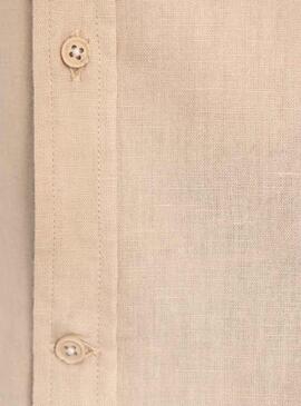 Camicia Klout Lino Mao Beige per Uomo