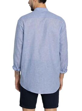 Camicia Klout Mao Strisce Blu y Bianco