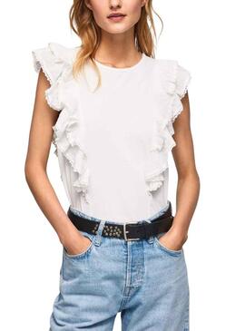 T-Shirt Pepe Jeans Nunu Bianco per Donna