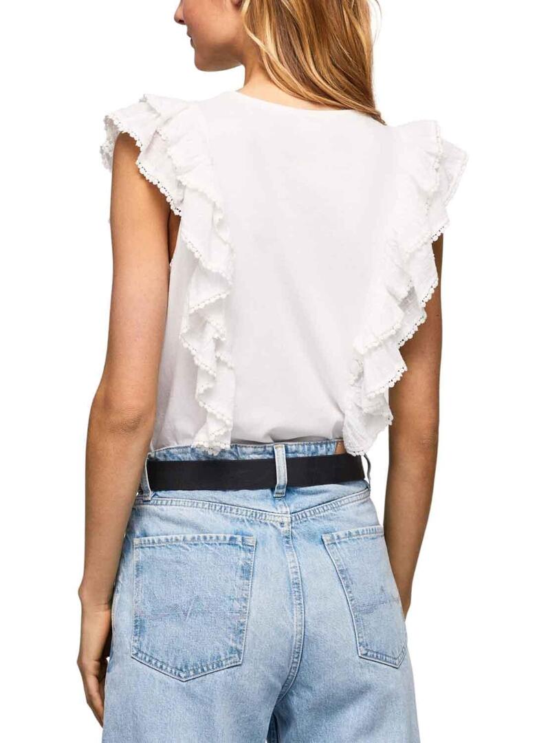 T-Shirt Pepe Jeans Nunu Bianco per Donna