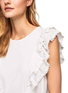 T-Shirt Pepe Jeans Nunu Bianco per Donna